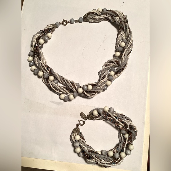 Vintage Haskell multi strand glass bead & seed bead necklace & bracelet demi set - Picture 15 of 15